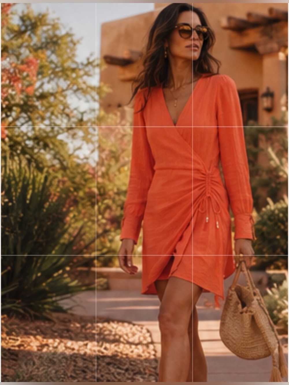 Magali Pascal Myrtle Wrap Mini Dress Neon Coral Gauze Resort Chic Size Small New - Picture 14 of 16